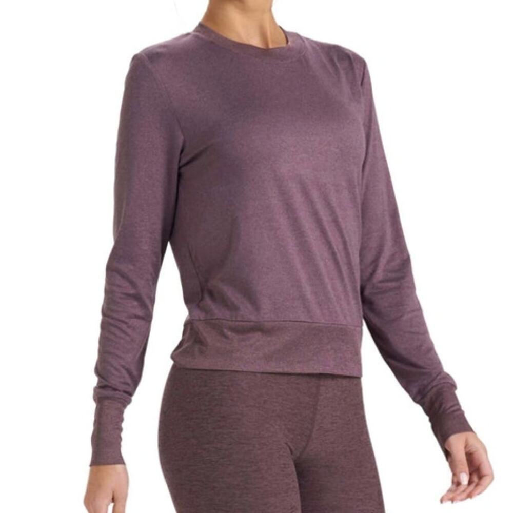 Vuori Daydream Long Sleeve Performance Crewneck Tee In Smoked Plum Heather